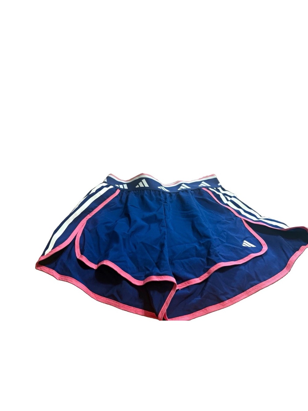 adidas Women’s Blue/Pink Striped Athletic Shorts Elastic Waist! Medium 30x3